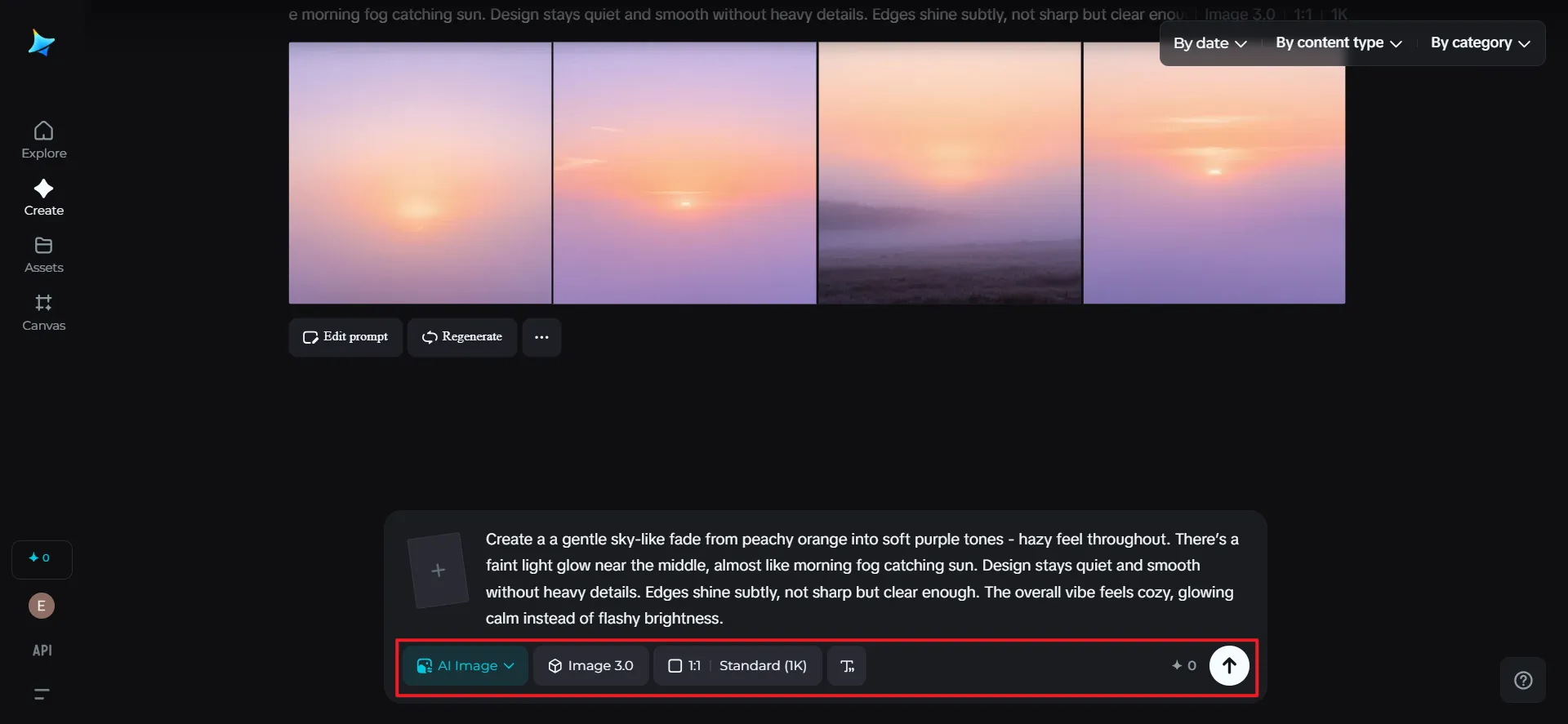 Multiple AI-generated image variations created from a single prompt