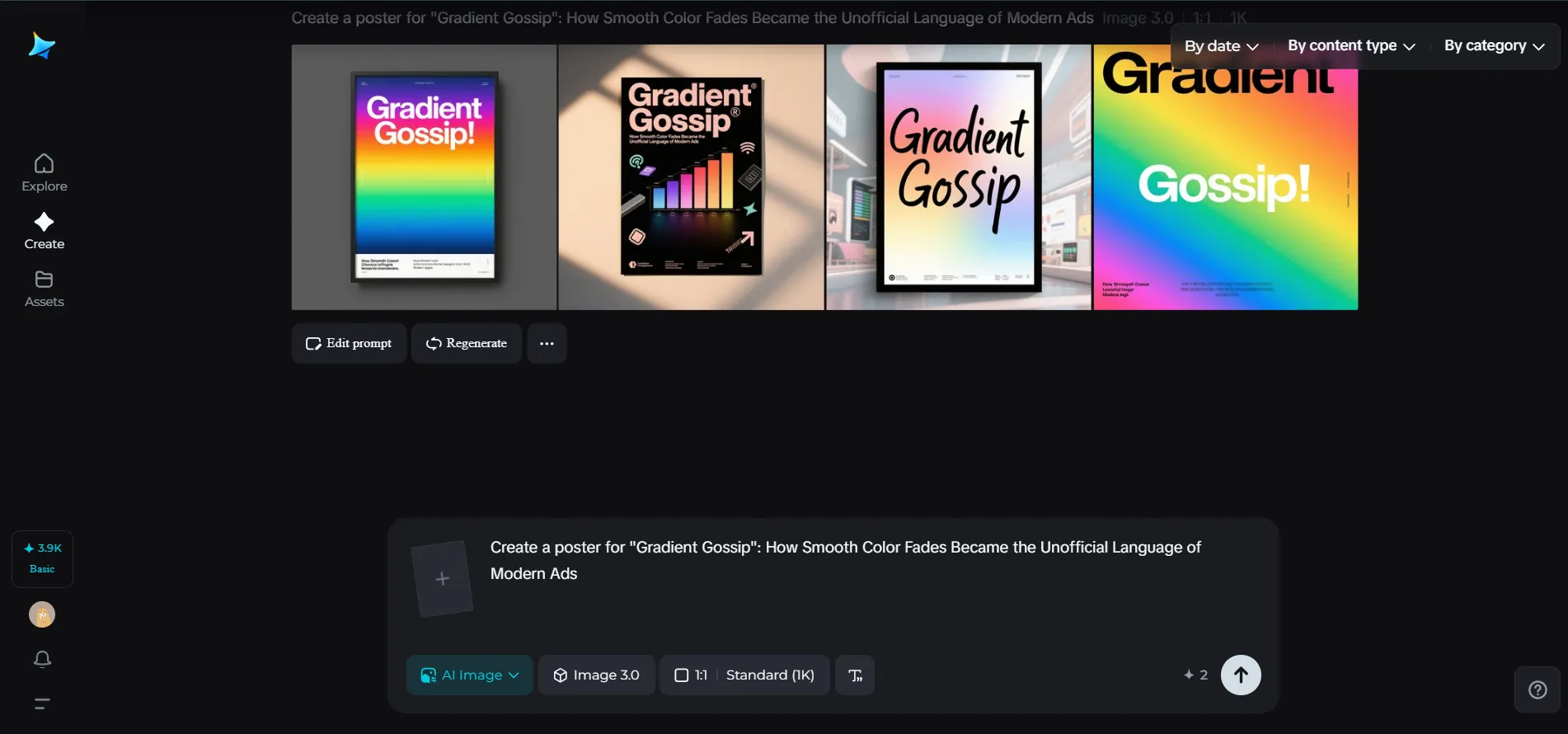 AI-generated poster-style visuals showing homogeneous advertising designs