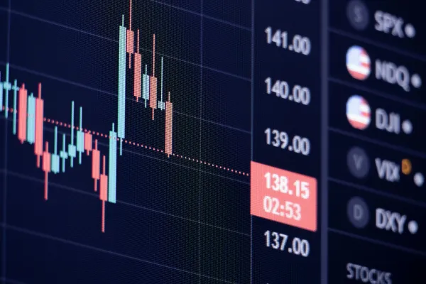 Stock market candlestick chart showing price movements on a trading platform