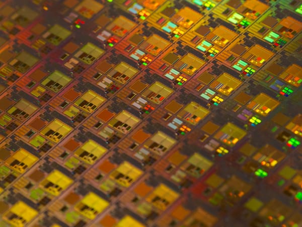 Rows of semiconductor chips.
